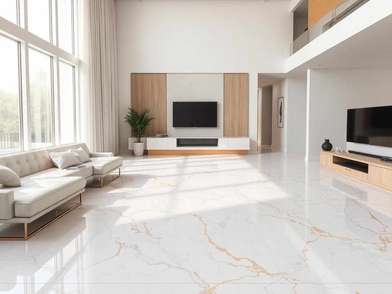 High-end home after epoxy flooring application